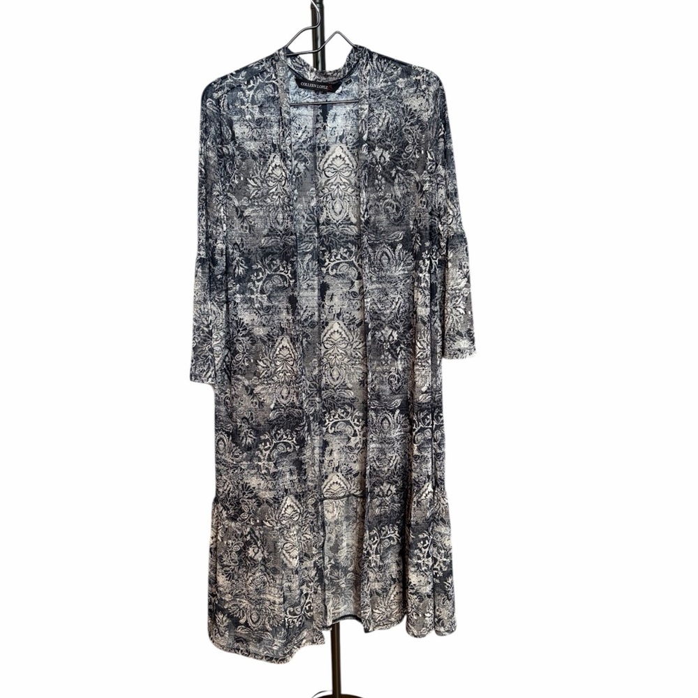 Colleen Lopez Black and White Long Sleeve Duster/Cover up